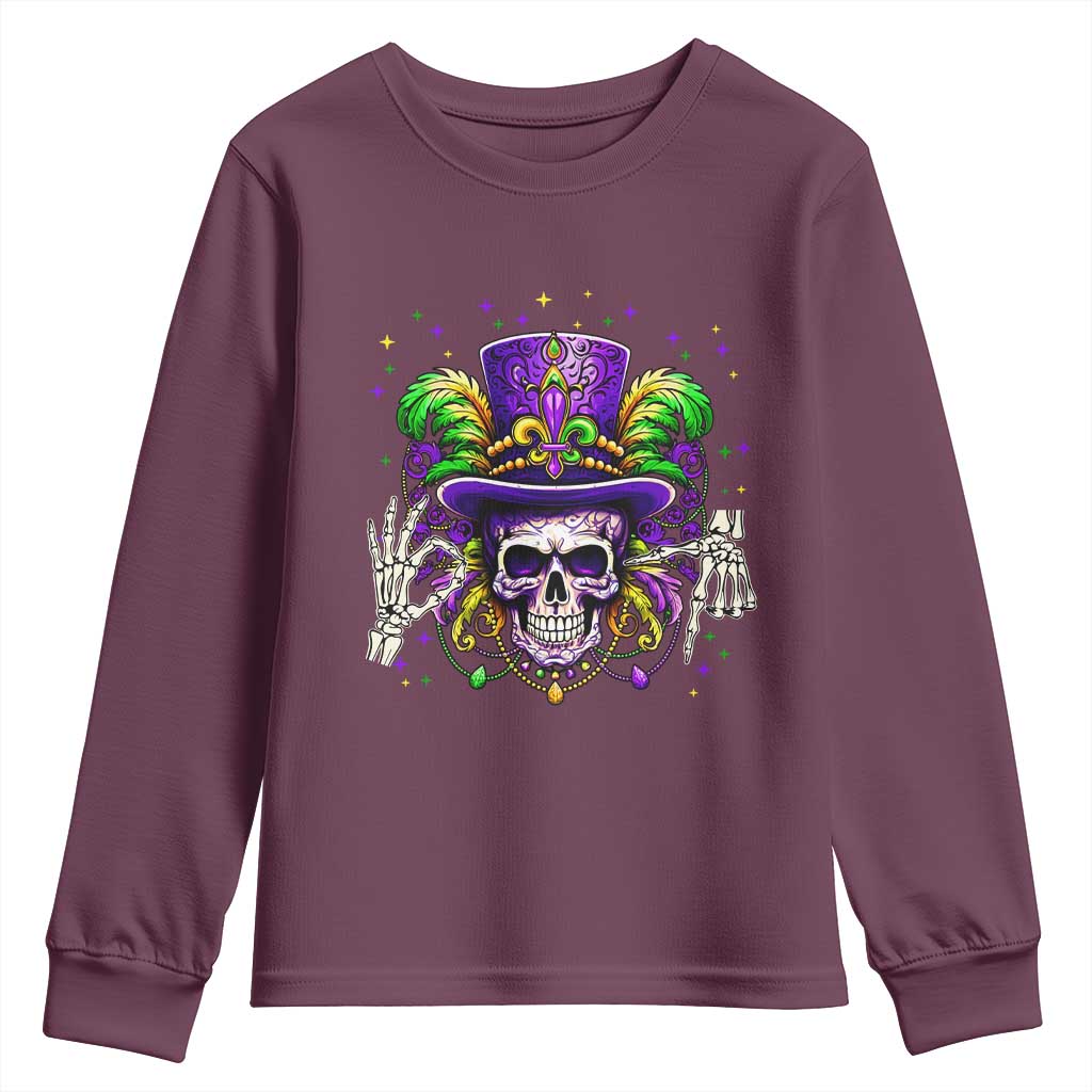Mardi Gras Skull 67 Six Seven Meme New Orleans Witch Doctor Voodoo Youth Sweatshirt TS11 Maroon Print Your Wear