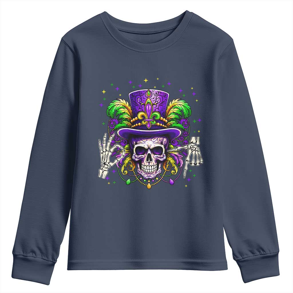 Mardi Gras Skull 67 Six Seven Meme New Orleans Witch Doctor Voodoo Youth Sweatshirt TS11 Navy Print Your Wear