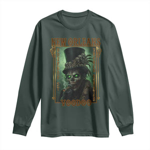 New Orleans Voodoo Long Sleeve Shirt Bourbon Street French Quarter Creepy Occult Lover TS11 Dark Forest Green Print Your Wear