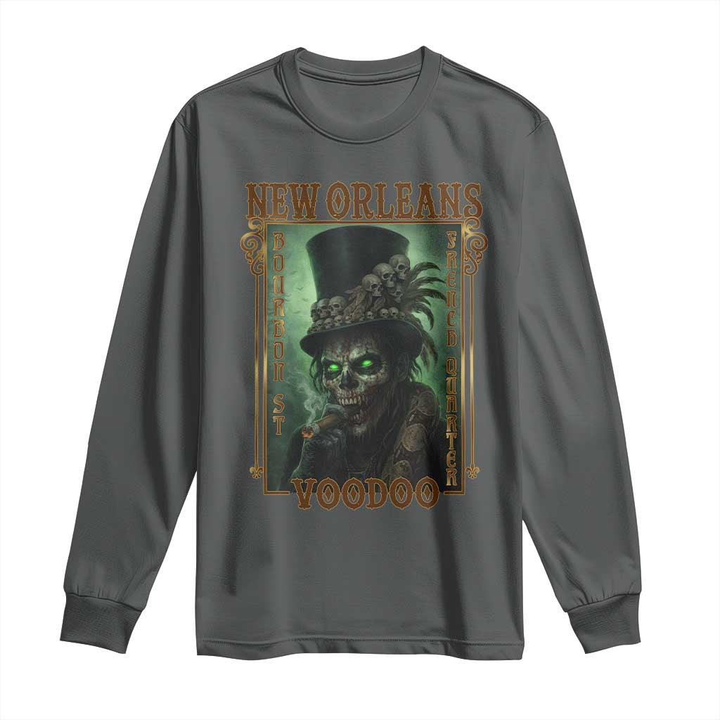New Orleans Voodoo Long Sleeve Shirt Bourbon Street French Quarter Creepy Occult Lover TS11 Dark Heather Print Your Wear
