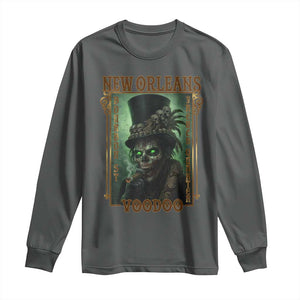 New Orleans Voodoo Long Sleeve Shirt Bourbon Street French Quarter Creepy Occult Lover TS11 Dark Heather Print Your Wear