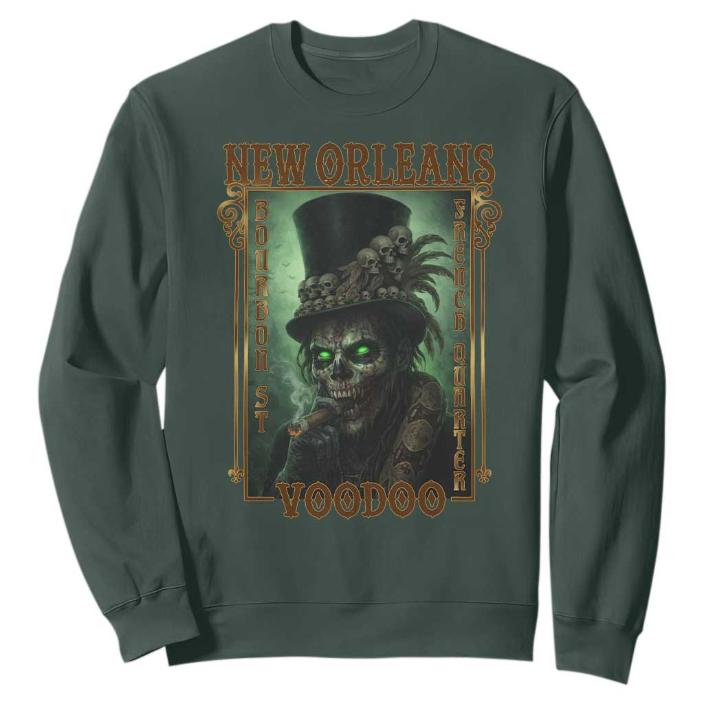 New Orleans Voodoo Sweatshirt Bourbon Street French Quarter Creepy Occult Lover TS11 Dark Forest Green Print Your Wear