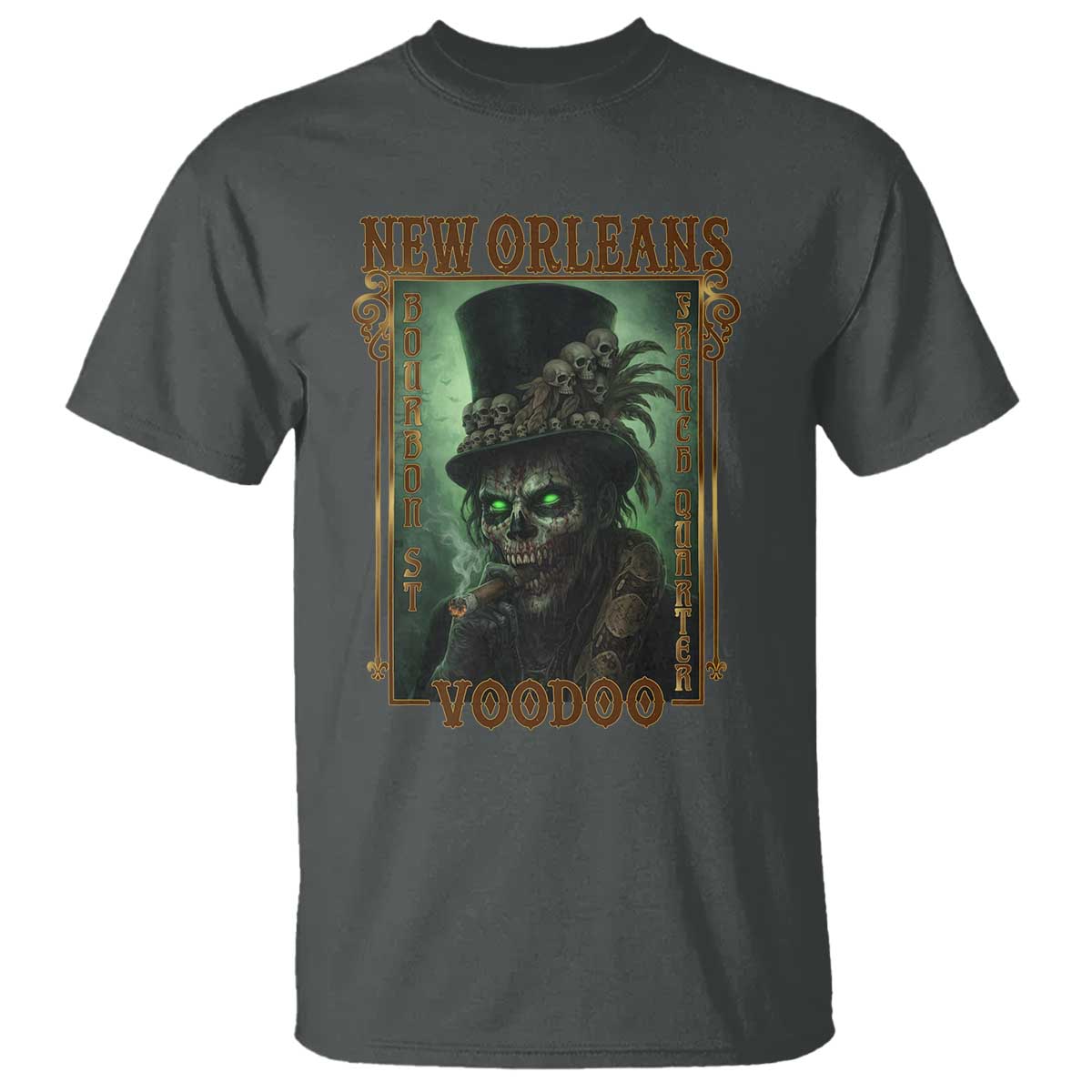New Orleans Voodoo T Shirt Bourbon Street French Quarter Creepy Occult Lover TS11 Dark Heather Print Your Wear