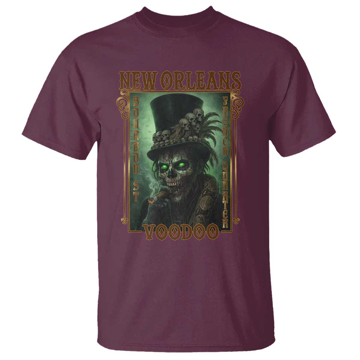 New Orleans Voodoo T Shirt Bourbon Street French Quarter Creepy Occult Lover TS11 Maroon Print Your Wear