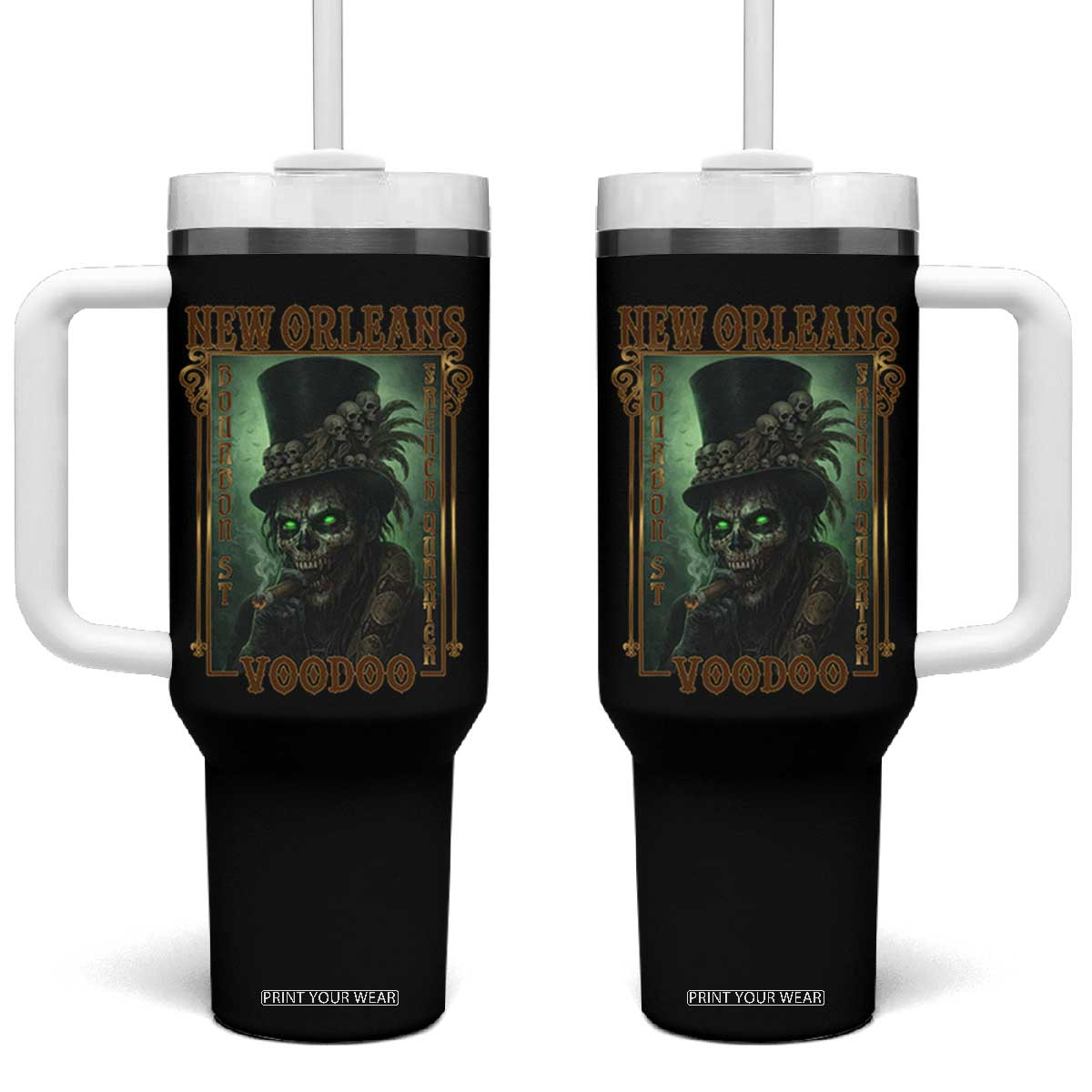 New Orleans Voodoo Tumbler With Handle Bourbon Street French Quarter Creepy Occult Lover TS11 One Size: 40 oz Black Print Your Wear