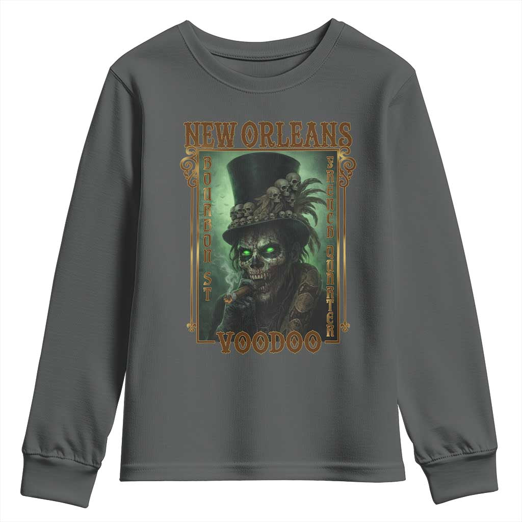 New Orleans Voodoo Youth Sweatshirt Bourbon Street French Quarter Creepy Occult Lover TS11 Dark Heather Print Your Wear