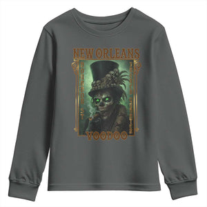 New Orleans Voodoo Youth Sweatshirt Bourbon Street French Quarter Creepy Occult Lover TS11 Dark Heather Print Your Wear