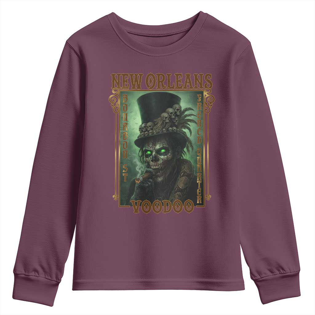New Orleans Voodoo Youth Sweatshirt Bourbon Street French Quarter Creepy Occult Lover TS11 Maroon Print Your Wear
