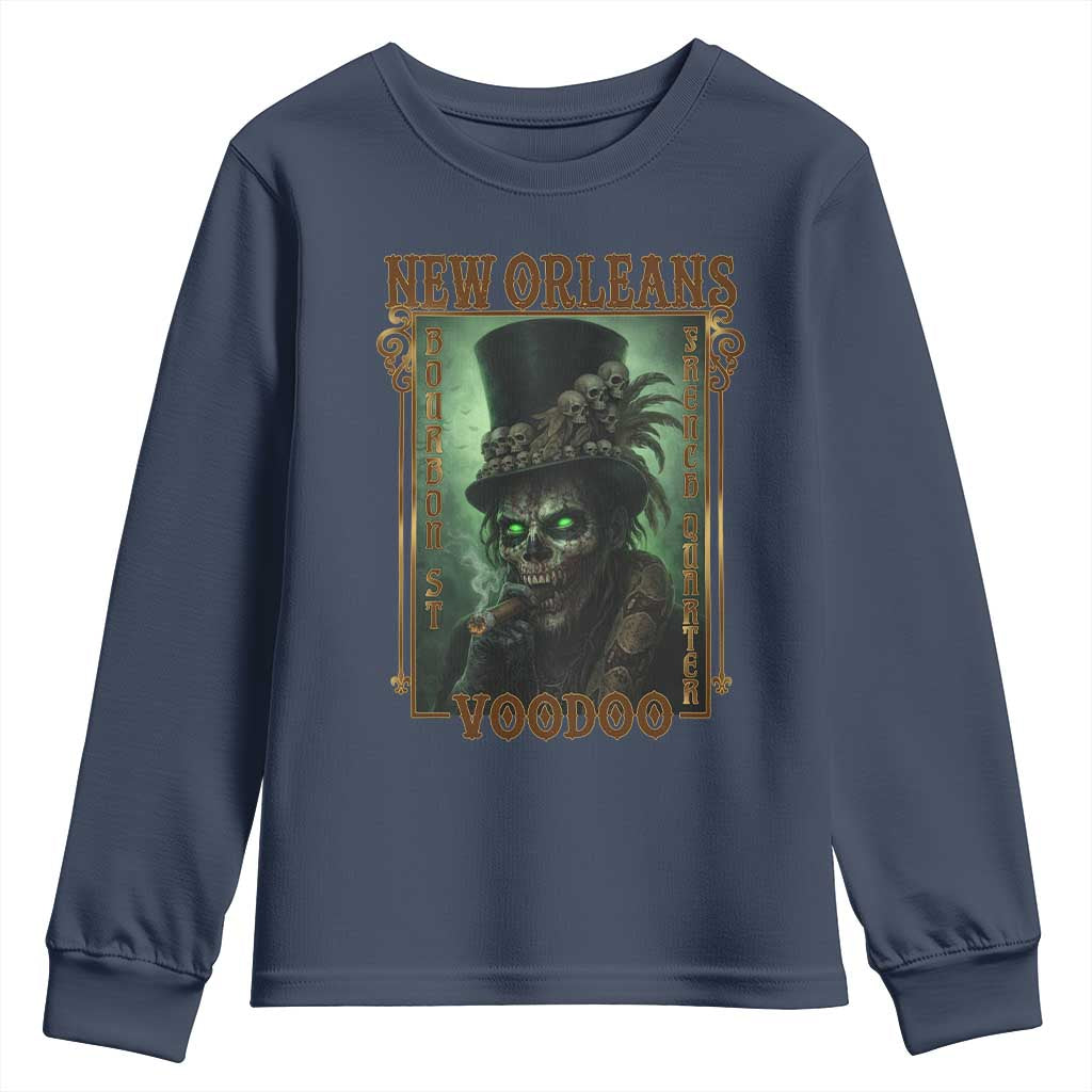 New Orleans Voodoo Youth Sweatshirt Bourbon Street French Quarter Creepy Occult Lover TS11 Navy Print Your Wear