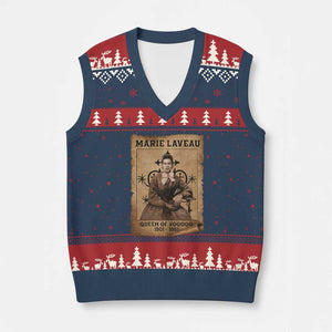 Marie Laveau V-Neck Knit Sweater Vest Queen Of Voodoo New Orleans Hoodoo Rootwork TS11 Navy Red Print Your Wear