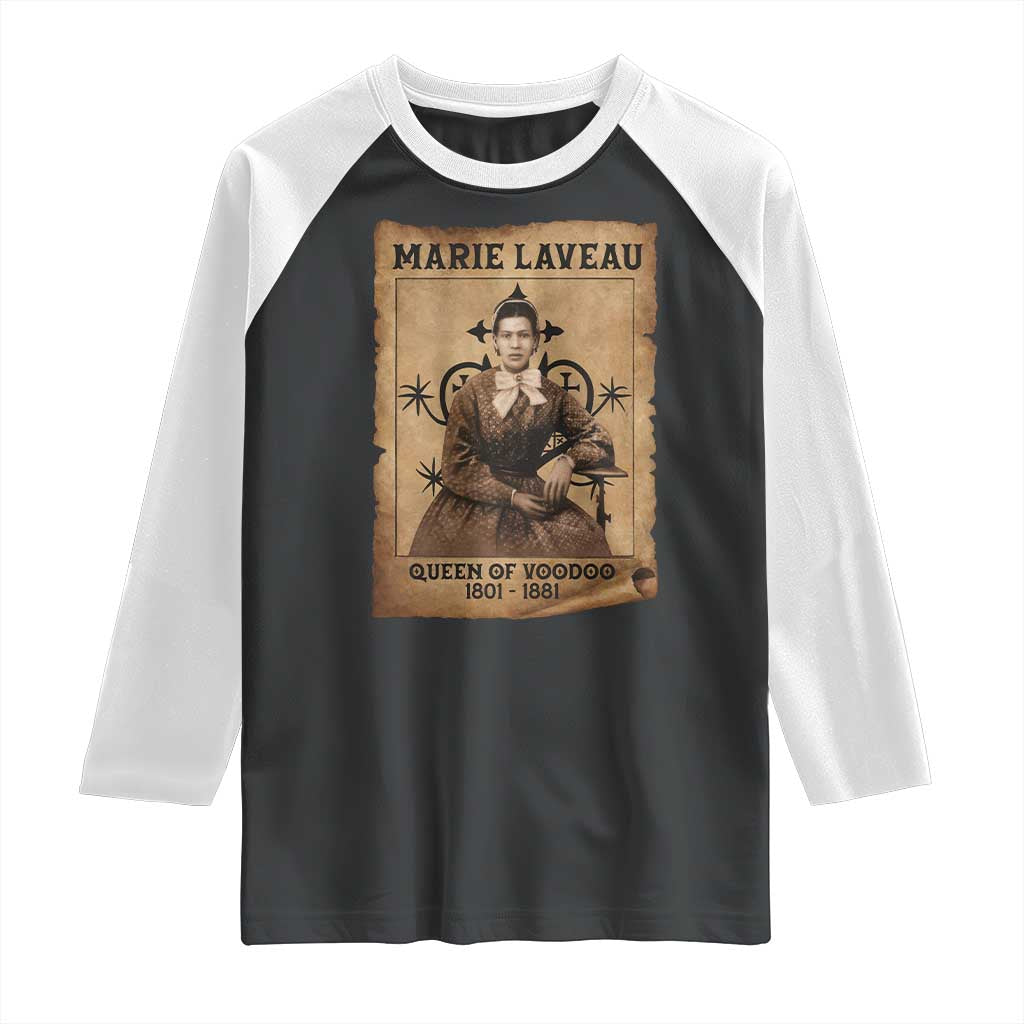Marie Laveau Raglan Shirt Queen Of Voodoo New Orleans Hoodoo Rootwork TS11 Black White Print Your Wear