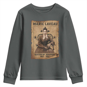 Marie Laveau Youth Sweatshirt Queen Of Voodoo New Orleans Hoodoo Rootwork TS11 Dark Heather Print Your Wear