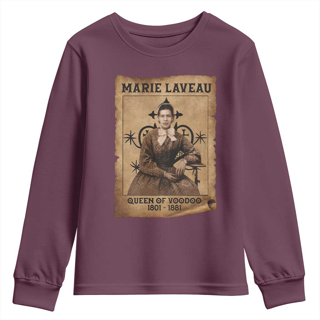 Marie Laveau Youth Sweatshirt Queen Of Voodoo New Orleans Hoodoo Rootwork TS11 Maroon Print Your Wear