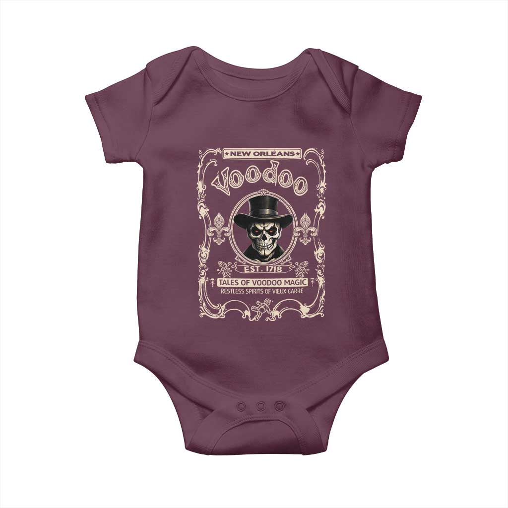 New Orleans Voodoo Baby Onesie Tales Of Voodoo Magic Skull Spooky Hoodoo Rootworker TS11 Maroon Print Your Wear
