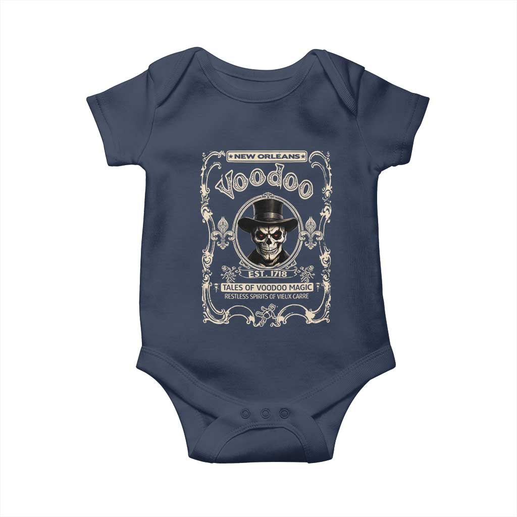 New Orleans Voodoo Baby Onesie Tales Of Voodoo Magic Skull Spooky Hoodoo Rootworker TS11 Navy Print Your Wear