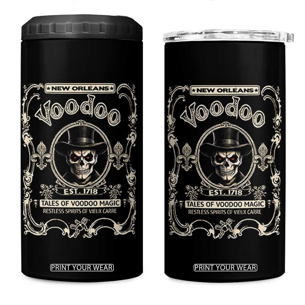 New Orleans Voodoo 4 in 1 Can Cooler Tumbler Tales Of Voodoo Magic Skull Spooky Hoodoo Rootworker TS11 One Size: 16 oz Black Print Your Wear