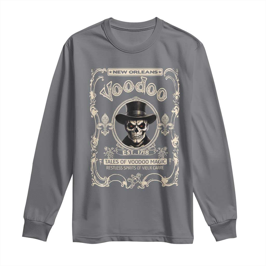 New Orleans Voodoo Long Sleeve Shirt Tales Of Voodoo Magic Skull Spooky Hoodoo Rootworker TS11 Charcoal Print Your Wear