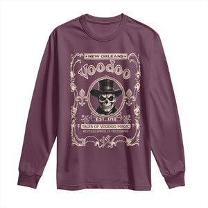 New Orleans Voodoo Long Sleeve Shirt Tales Of Voodoo Magic Skull Spooky Hoodoo Rootworker TS11 Maroon Print Your Wear