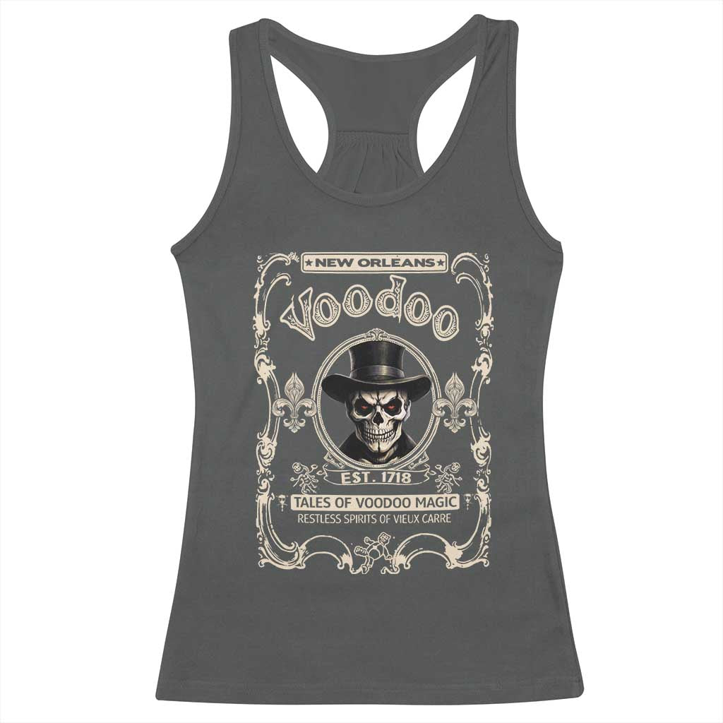 New Orleans Voodoo Racerback Tank Top Tales Of Voodoo Magic Skull Spooky Hoodoo Rootworker TS11 Dark Heather Print Your Wear