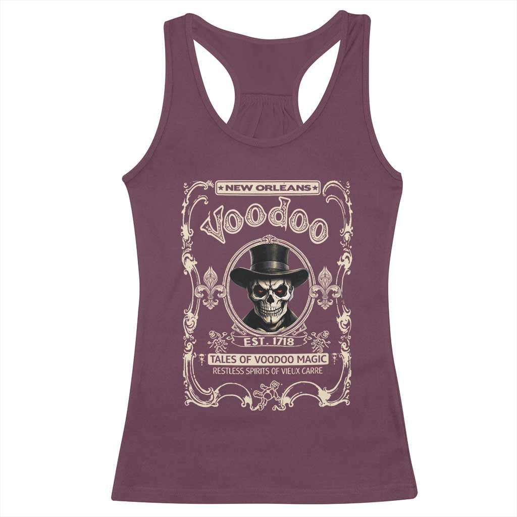 New Orleans Voodoo Racerback Tank Top Tales Of Voodoo Magic Skull Spooky Hoodoo Rootworker TS11 Maroon Print Your Wear