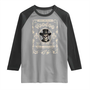 New Orleans Voodoo Raglan Shirt Tales Of Voodoo Magic Skull Spooky Hoodoo Rootworker TS11 Sport Gray Black Print Your Wear