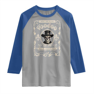 New Orleans Voodoo Raglan Shirt Tales Of Voodoo Magic Skull Spooky Hoodoo Rootworker TS11 Sport Gray Royal Print Your Wear