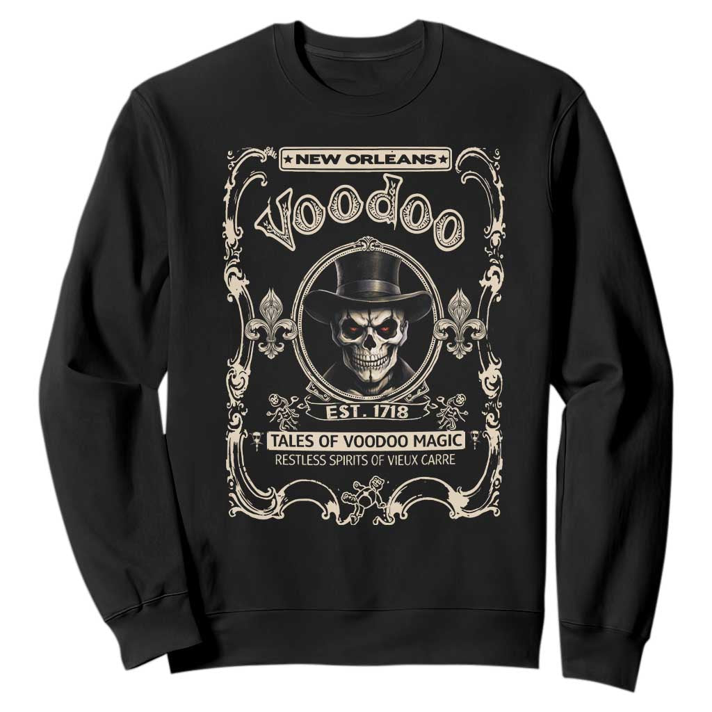 New Orleans Voodoo Sweatshirt Tales Of Voodoo Magic Skull Spooky Hoodoo Rootworker TS11 Black Print Your Wear