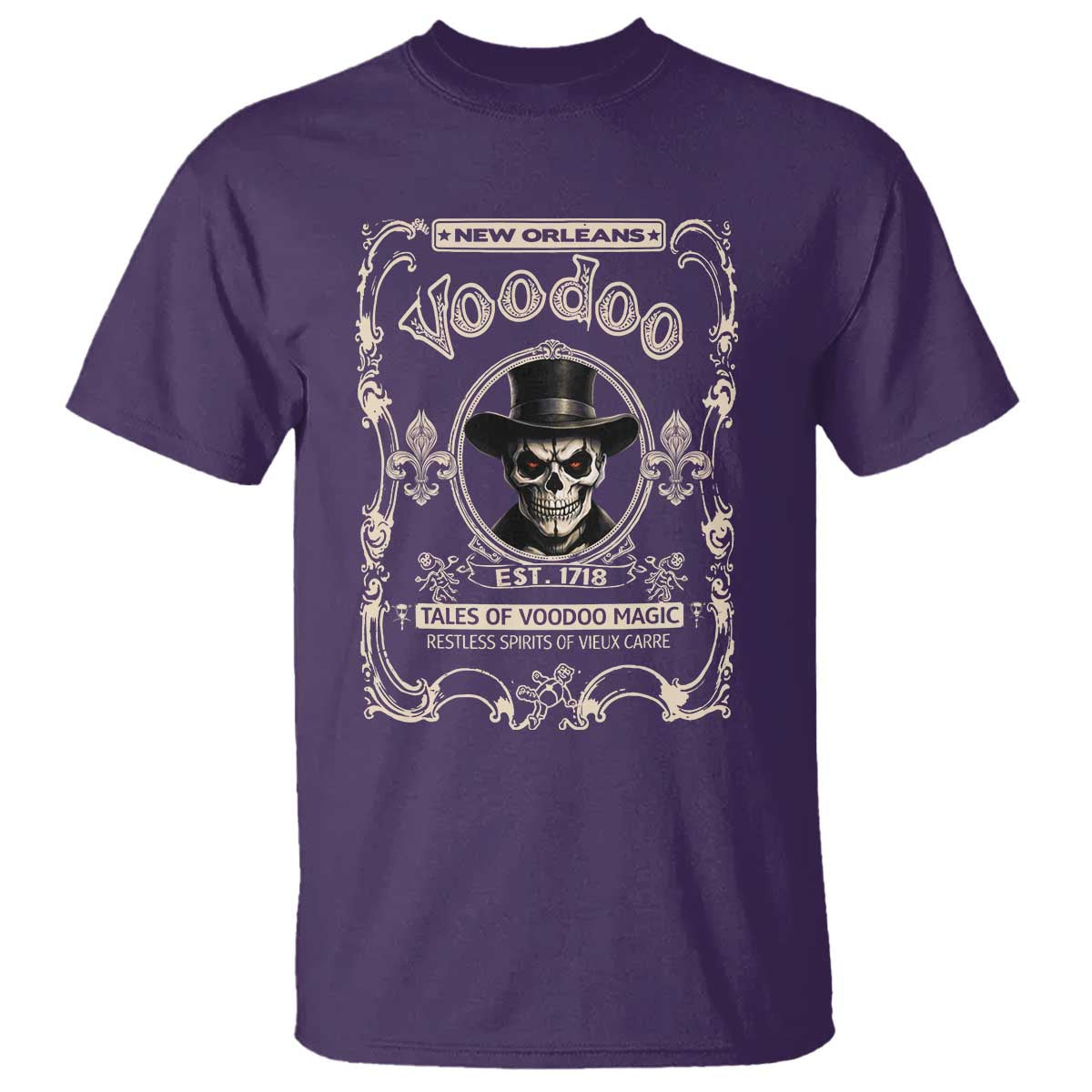 New Orleans Voodoo T Shirt Tales Of Voodoo Magic Skull Spooky Hoodoo Rootworker TS11 Purple Print Your Wear