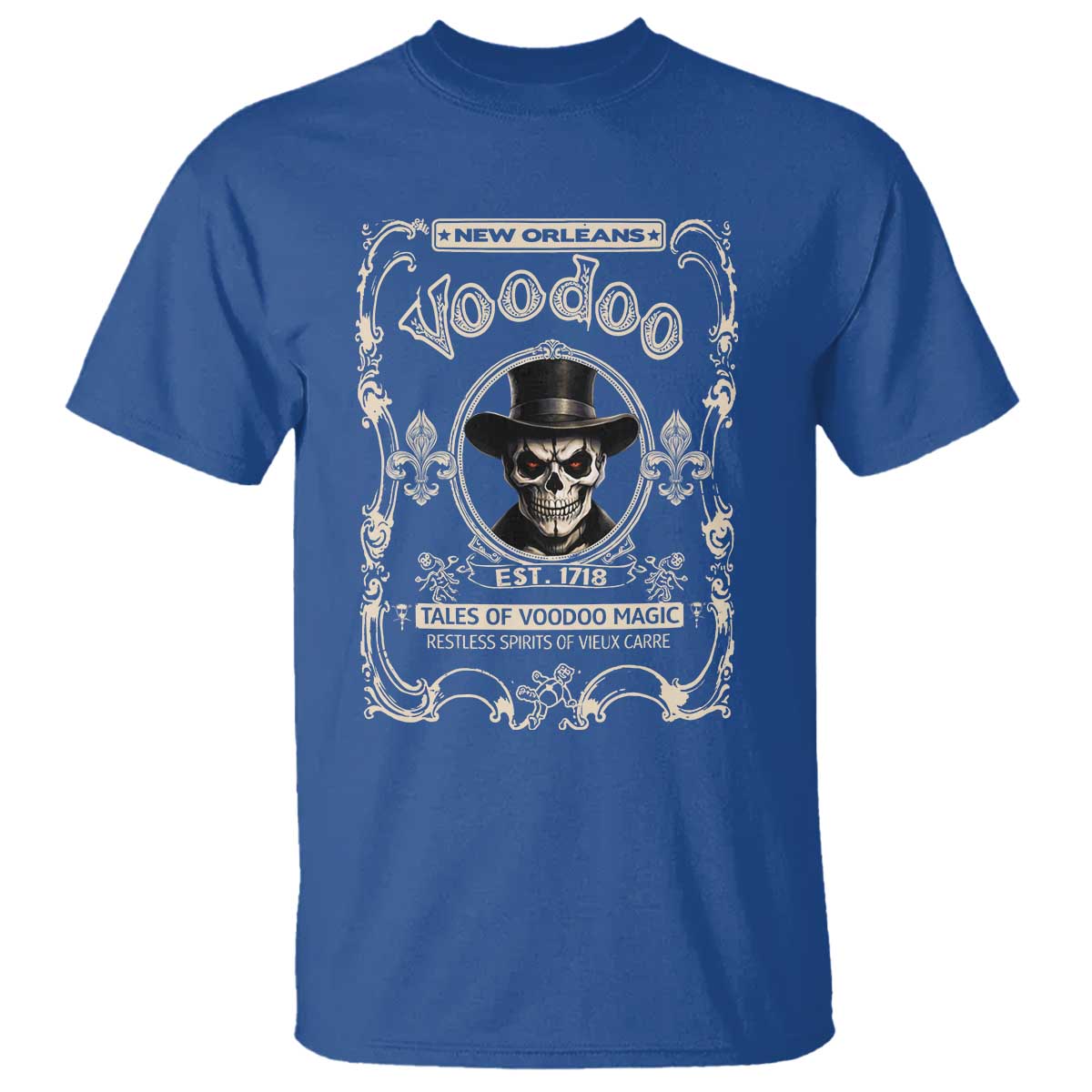 New Orleans Voodoo T Shirt Tales Of Voodoo Magic Skull Spooky Hoodoo Rootworker TS11 Royal Blue Print Your Wear