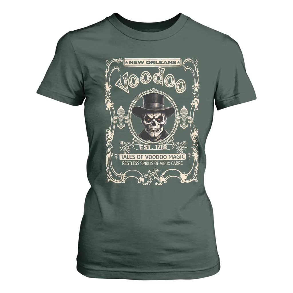 New Orleans Voodoo T Shirt For Women Tales Of Voodoo Magic Skull Spooky Hoodoo Rootworker TS11 Dark Forest Green Print Your Wear