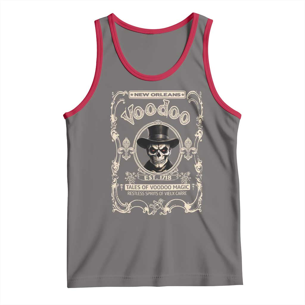 New Orleans Voodoo Tank Top Tales Of Voodoo Magic Skull Spooky Hoodoo Rootworker TS11 Deep Heather Red Print Your Wear
