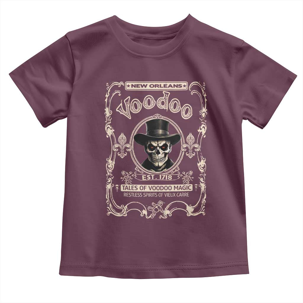 New Orleans Voodoo Toddler T Shirt Tales Of Voodoo Magic Skull Spooky Hoodoo Rootworker TS11 Maroon Print Your Wear