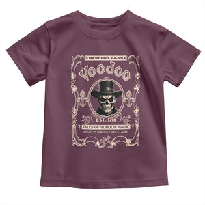 New Orleans Voodoo Toddler T Shirt Tales Of Voodoo Magic Skull Spooky Hoodoo Rootworker TS11 Maroon Print Your Wear
