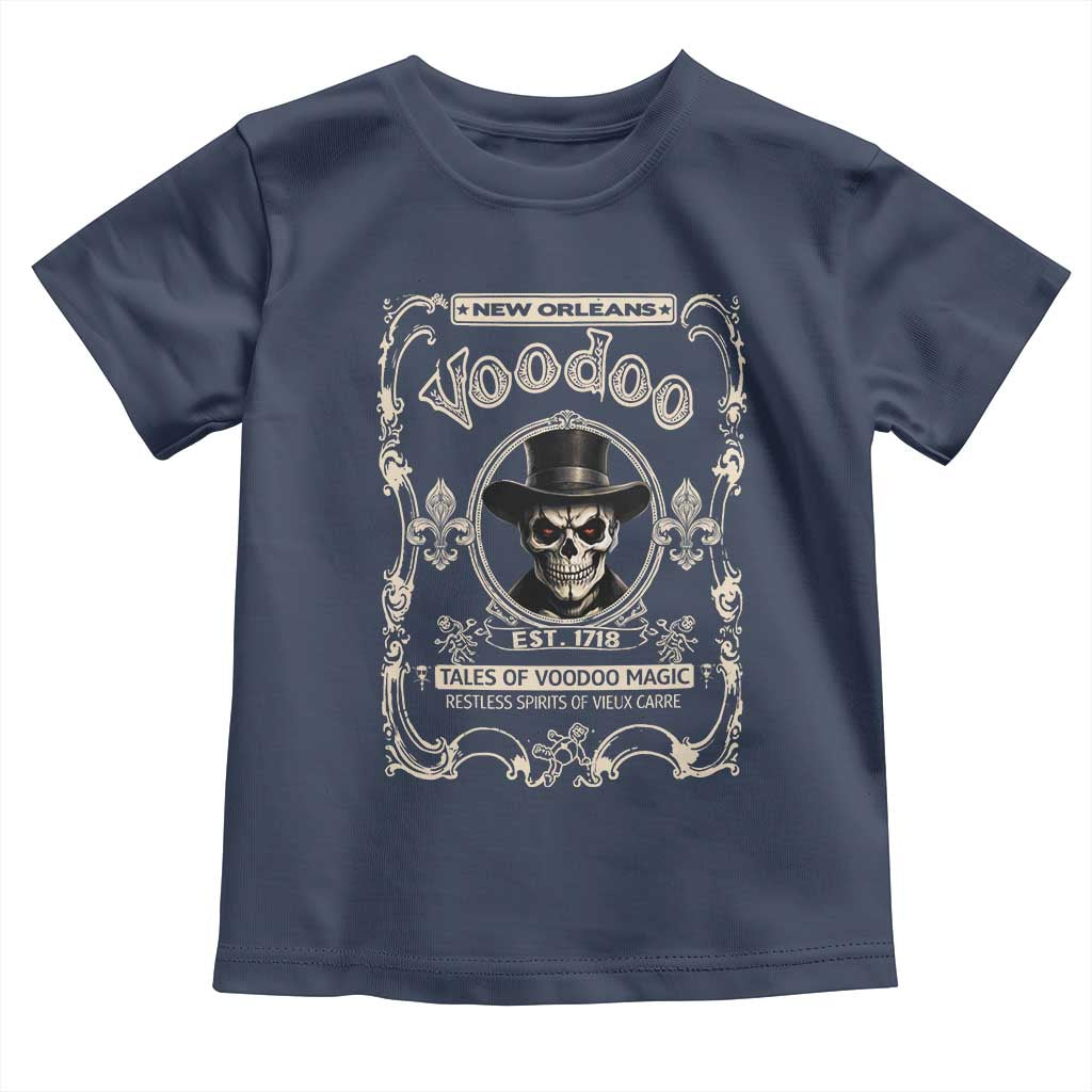 New Orleans Voodoo Toddler T Shirt Tales Of Voodoo Magic Skull Spooky Hoodoo Rootworker TS11 Navy Print Your Wear