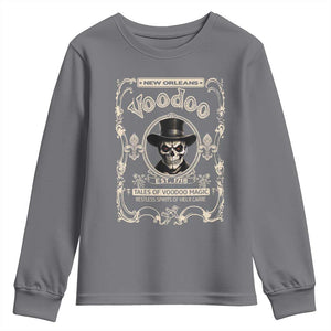 New Orleans Voodoo Youth Sweatshirt Tales Of Voodoo Magic Skull Spooky Hoodoo Rootworker TS11 Charcoal Print Your Wear