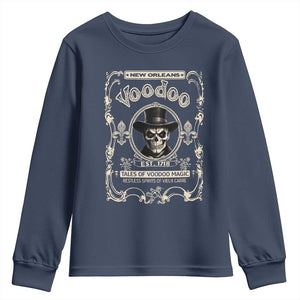 New Orleans Voodoo Youth Sweatshirt Tales Of Voodoo Magic Skull Spooky Hoodoo Rootworker TS11 Navy Print Your Wear