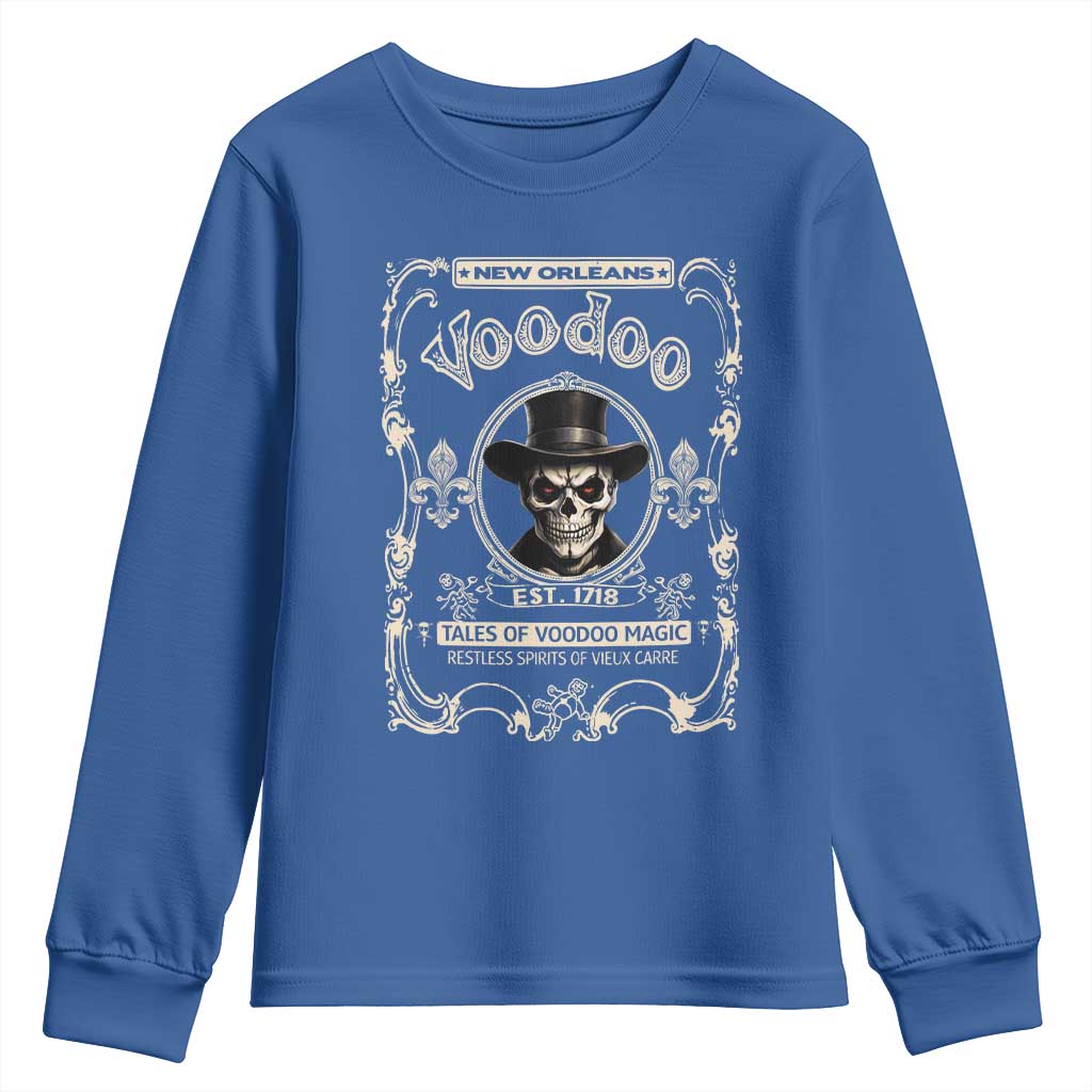 New Orleans Voodoo Youth Sweatshirt Tales Of Voodoo Magic Skull Spooky Hoodoo Rootworker TS11 Royal Blue Print Your Wear