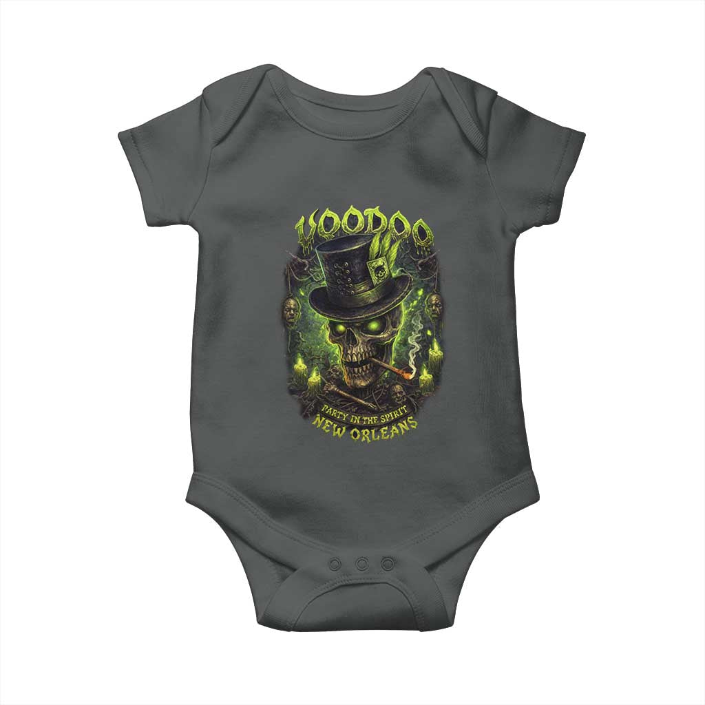 Louisiana Voodoo Skull Baby Onesie Party In The Spirit New Orleans Creepy Occult Lover TS11 Dark Heather Print Your Wear