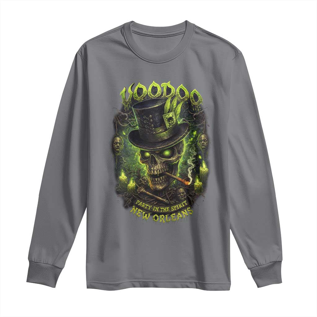 Louisiana Voodoo Skull Long Sleeve Shirt Party In The Spirit New Orleans Creepy Occult Lover TS11 Charcoal Print Your Wear