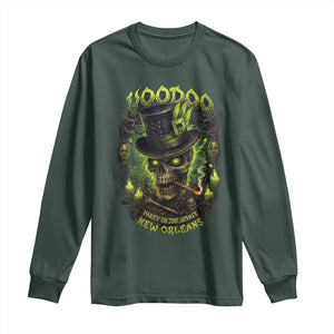 Louisiana Voodoo Skull Long Sleeve Shirt Party In The Spirit New Orleans Creepy Occult Lover TS11 Dark Forest Green Print Your Wear