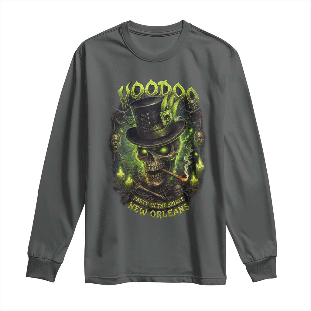 Louisiana Voodoo Skull Long Sleeve Shirt Party In The Spirit New Orleans Creepy Occult Lover TS11 Dark Heather Print Your Wear