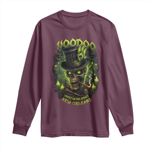 Louisiana Voodoo Skull Long Sleeve Shirt Party In The Spirit New Orleans Creepy Occult Lover TS11 Maroon Print Your Wear