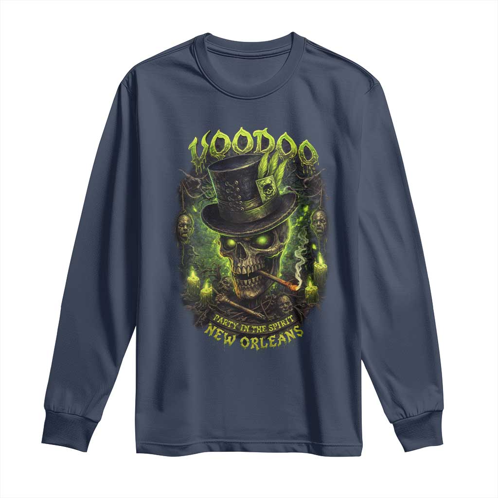 Louisiana Voodoo Skull Long Sleeve Shirt Party In The Spirit New Orleans Creepy Occult Lover TS11 Navy Print Your Wear