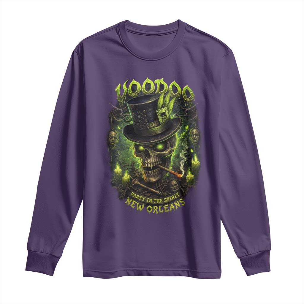 Louisiana Voodoo Skull Long Sleeve Shirt Party In The Spirit New Orleans Creepy Occult Lover TS11 Purple Print Your Wear