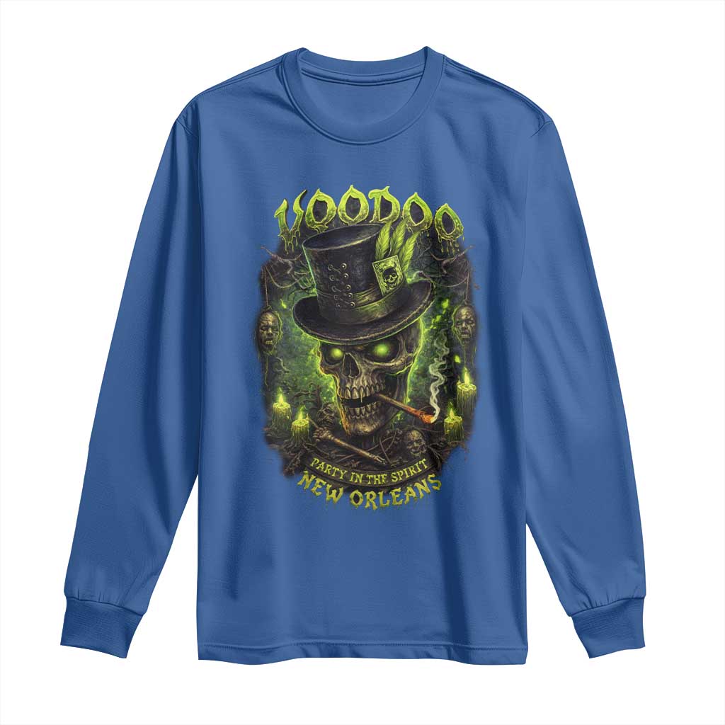 Louisiana Voodoo Skull Long Sleeve Shirt Party In The Spirit New Orleans Creepy Occult Lover TS11 Royal Blue Print Your Wear
