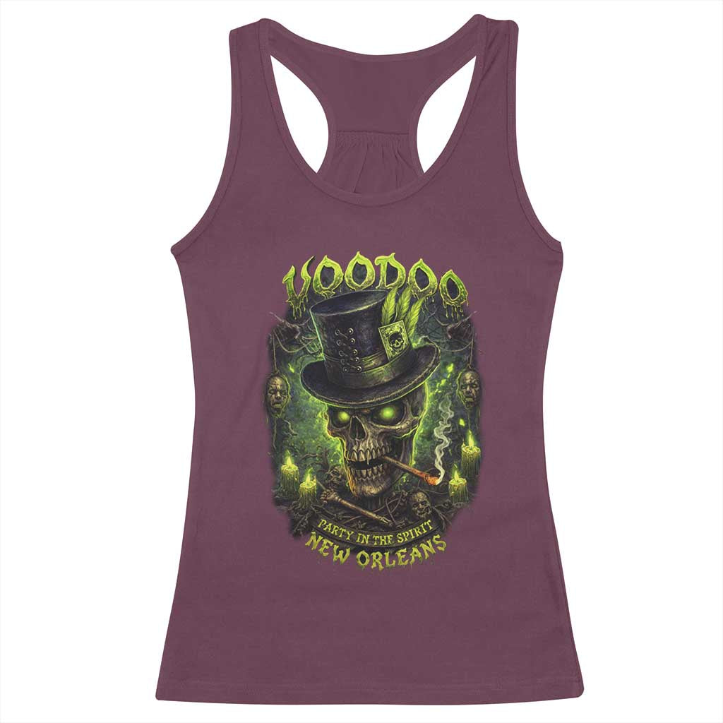 Louisiana Voodoo Skull Racerback Tank Top Party In The Spirit New Orleans Creepy Occult Lover TS11 Maroon Print Your Wear