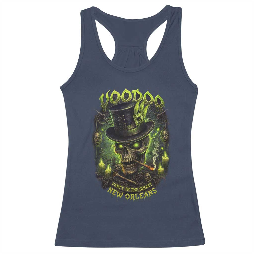Louisiana Voodoo Skull Racerback Tank Top Party In The Spirit New Orleans Creepy Occult Lover TS11 Navy Print Your Wear