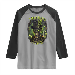 Louisiana Voodoo Skull Raglan Shirt Party In The Spirit New Orleans Creepy Occult Lover TS11 Sport Gray Black Print Your Wear