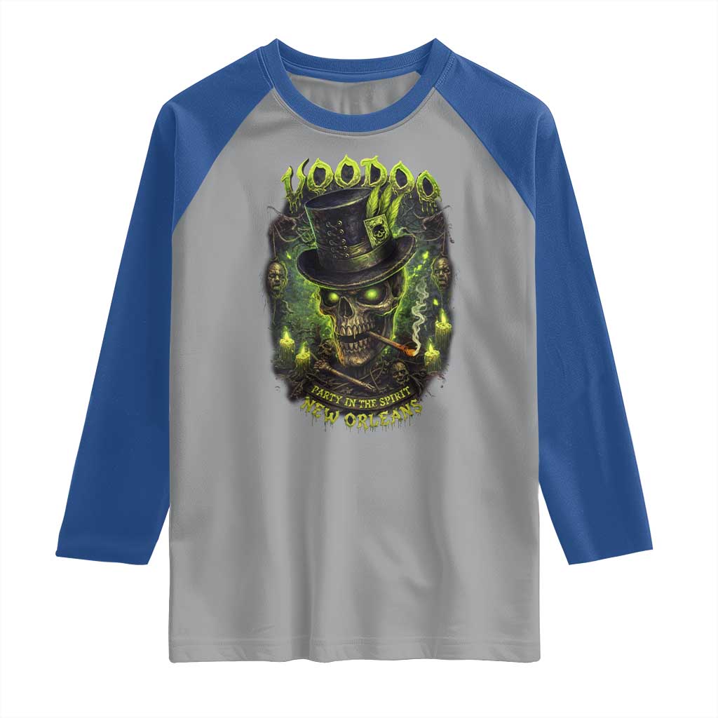 Louisiana Voodoo Skull Raglan Shirt Party In The Spirit New Orleans Creepy Occult Lover TS11 Sport Gray Royal Print Your Wear