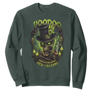 Louisiana Voodoo Skull Sweatshirt Party In The Spirit New Orleans Creepy Occult Lover TS11 Dark Forest Green Print Your Wear